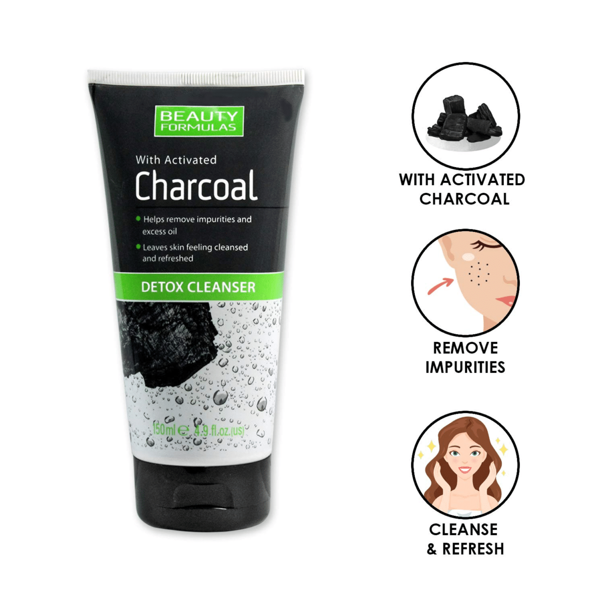 Beauty Formulas Charcoal Detox Cleanser 150Ml